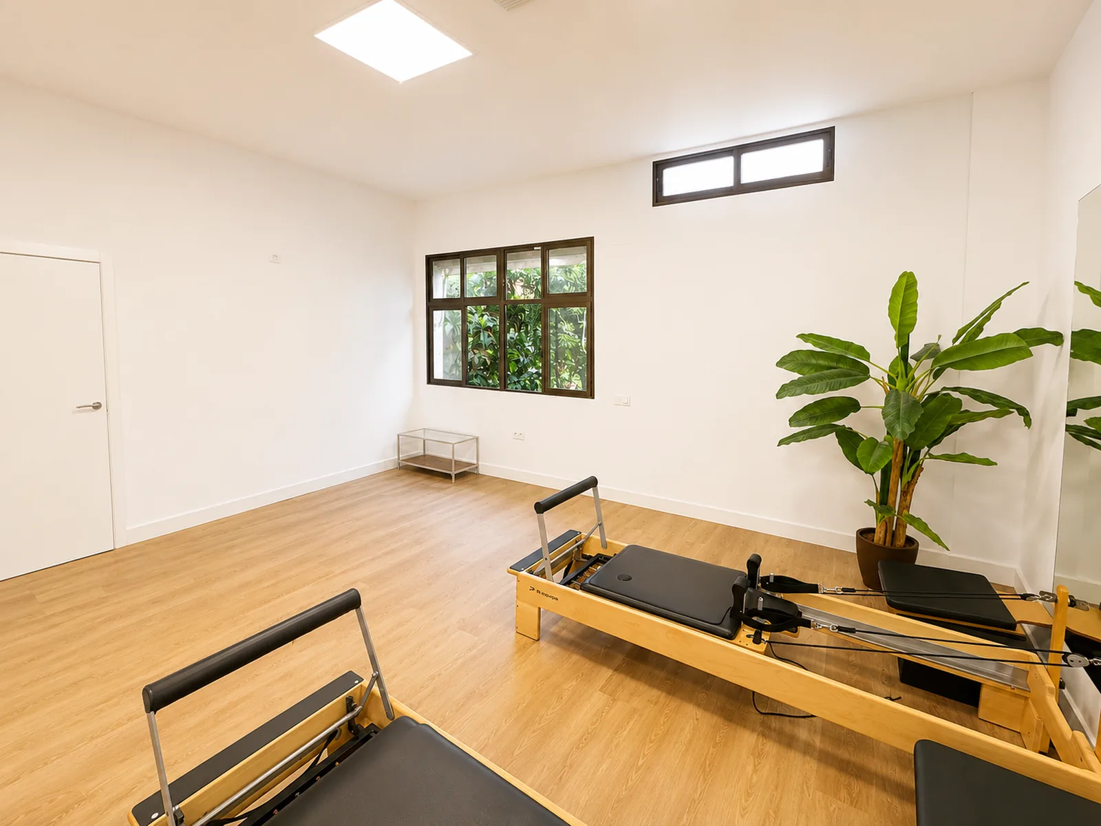 Rincón del estudio con reformer, planta y luz natural — pilates reformer en Aravaca