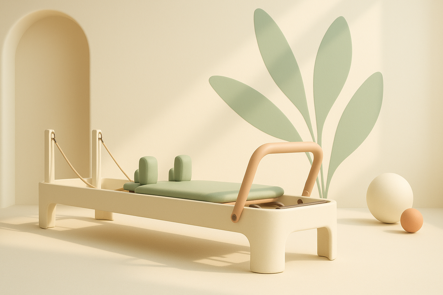 Sala boutique de pilates Reformer en Aravaca con máquinas profesionales alineadas y luz natural